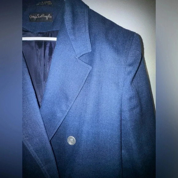 Giorgio Sant’ Angelo women’s blue‎ textured blazer 12 double breasted topcoat - Picture 2 of 6
